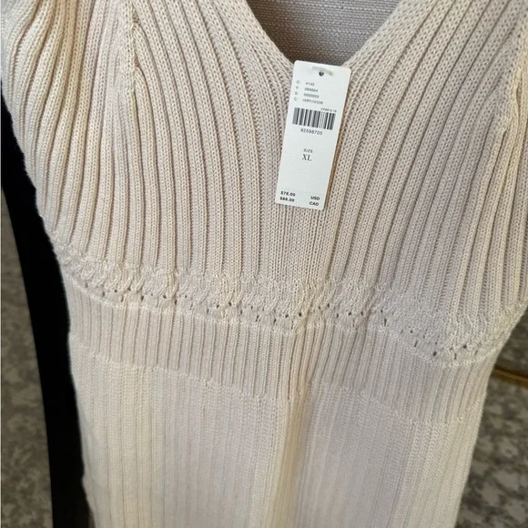 Anthropologie Open Waters Knit Sleeveless  100% Cotton Romper, Cream, XL NWT - Picture 4 of 7